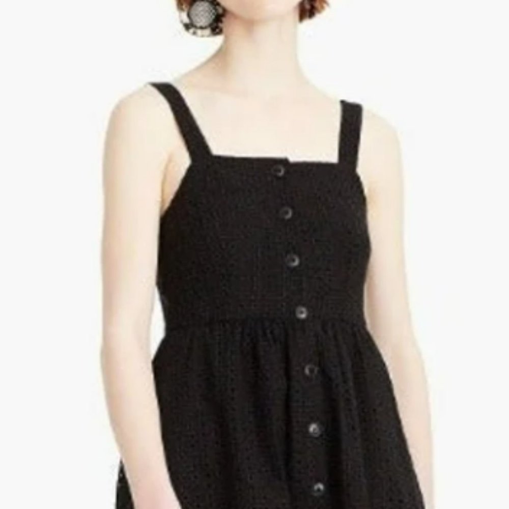 J. Crew Black Eyelet Midi Dress - Picture 2 of 6